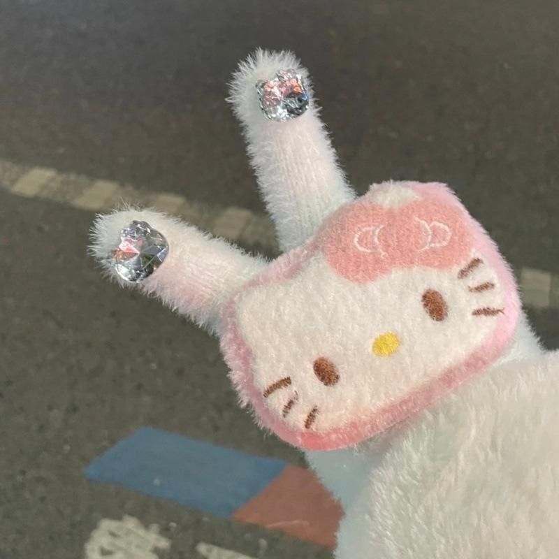 1 Pair Cute Kt Cat Plush Glove Hello Kitty Gloves With Gilrs Cartoon Thickened Warm Christmas Gifts For Students
