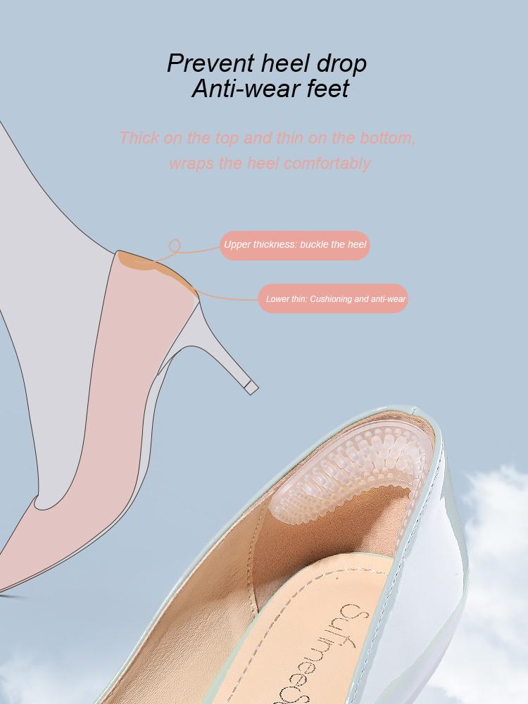 Uppgradera klackklistermärken i silikon Klackhandtag för kvinnor män Anti-halk hälkuddar Halkfria inlägg Kuddar Fot Hälvårdsskydd