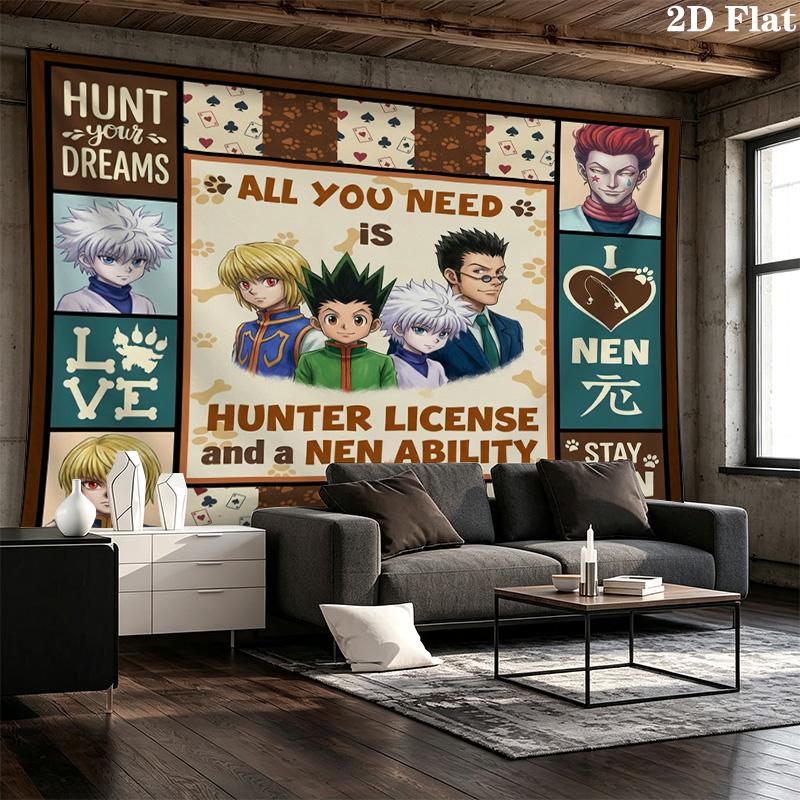 Hunter X Hunter Wall Tapestry Aesthetic Wall Hanging Printed Fabric Blanket Decorative Tapestries For Bedroom Living Room Home Decor