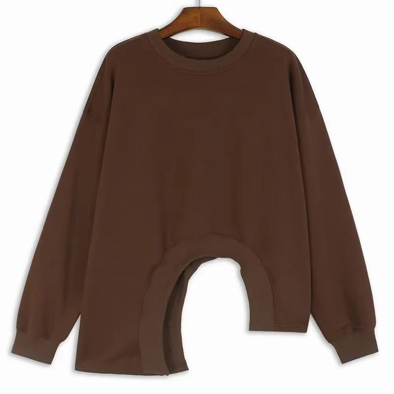 

Футболка свободного кроя XITAO однотонная нестандартная GYX1054 One Size кофейный