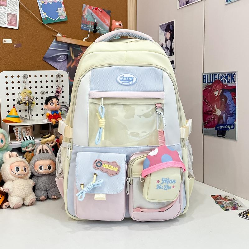 New high-value, fresh and sweet backpack, color-contrasting splicing large-capacity backpack for junior and high school students