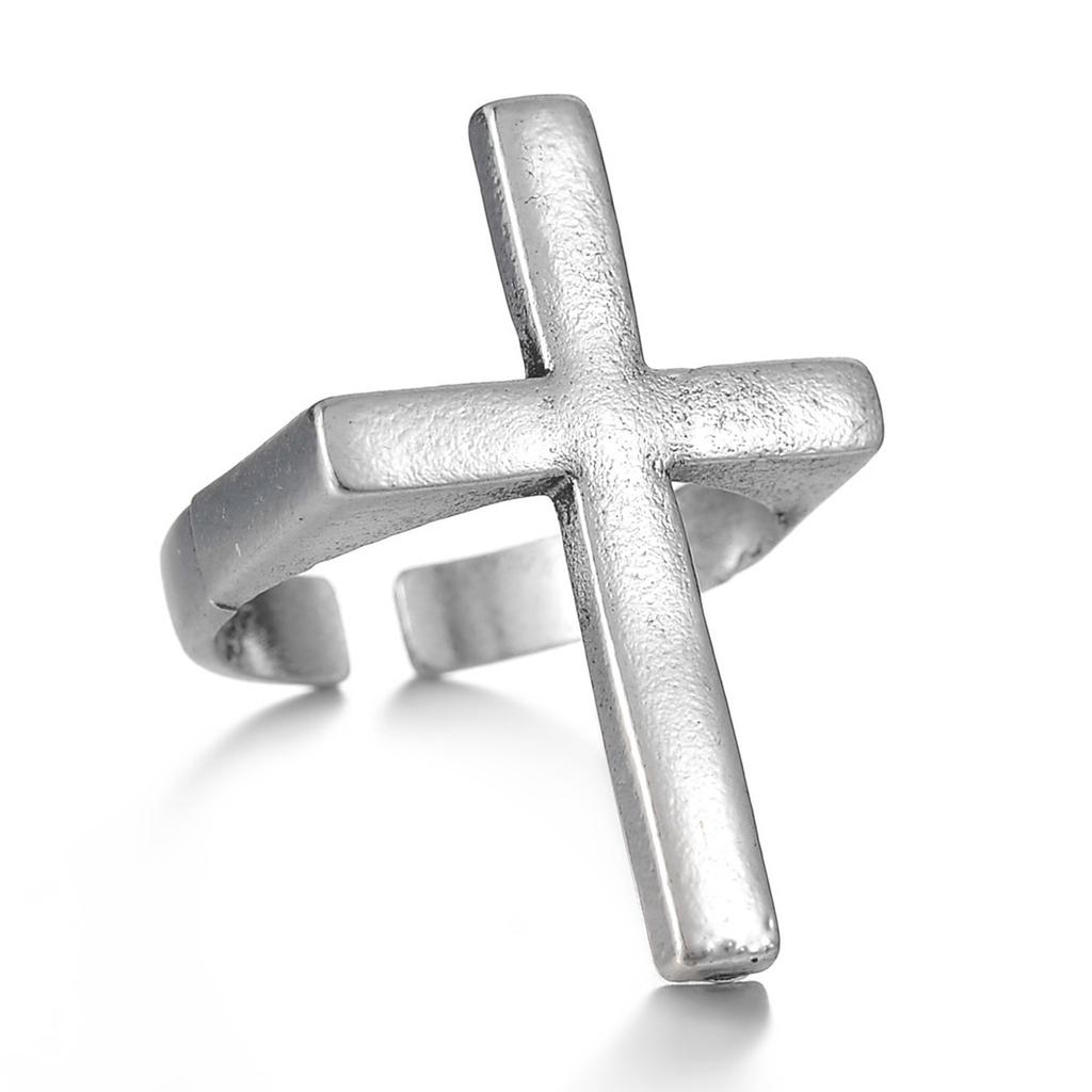 1 STuks Punk Vintage Zwart Grote Open Kruis Ring Voor Vrouwen Feest Sieraden Mannen Trendy Gotisch Goud Zilver Kleur Vinger Ringen Anillo