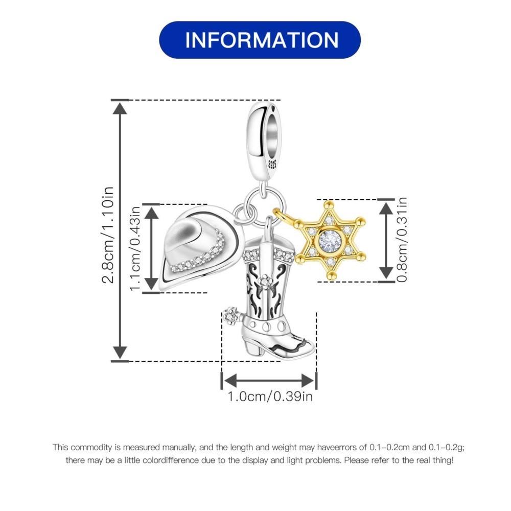 925 Silver Western Cowboy Boots Hobby Series Pendants Bracelet Charms Fit Jewelry Party Beads DIY Fine Gifts Accessory