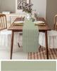 Sage Green Geometric Linen Table Runner Dresser Scarf Table Decor Modern Geometric Stripes Table Runners for Holiday Party Decor