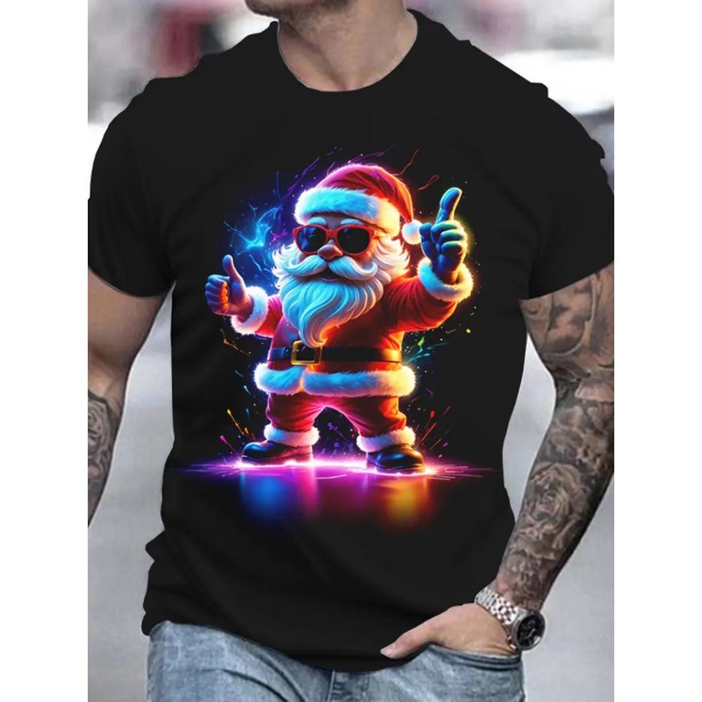 Fun Santa Claus T-shirt men's top short sleeved T-shirt round neck Y2k clothes oversized summer T-shirt men's casual wear