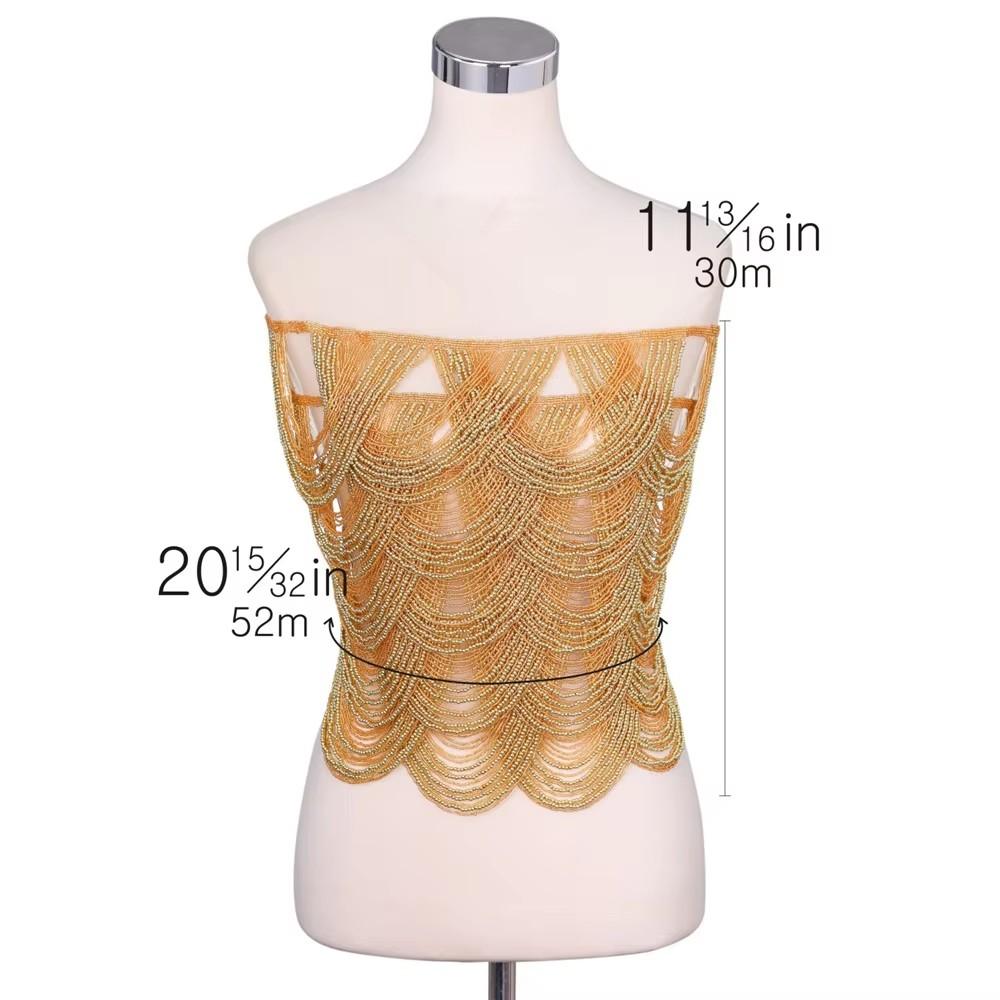 Beaded Evening Dress Tassel Fringe and Trims Rhinestone Neckline Applique Hotfix Rhinestone Trim 35*56cm золотой