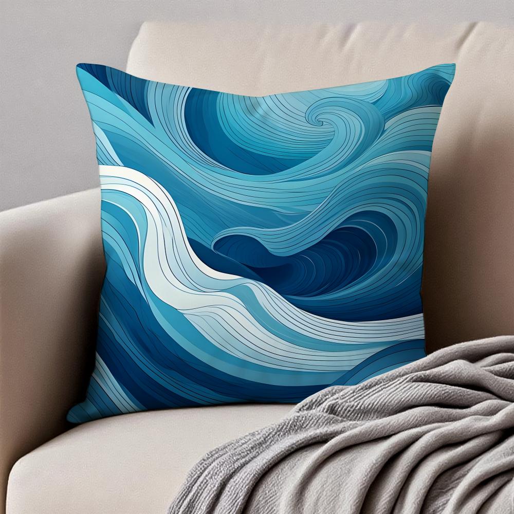 Elegant Chinese Traditiona Wave Cliff Pattern Cushion Cover Pillowcase Antidustmite Invisible Zipper Short Plush Sofa Cushion