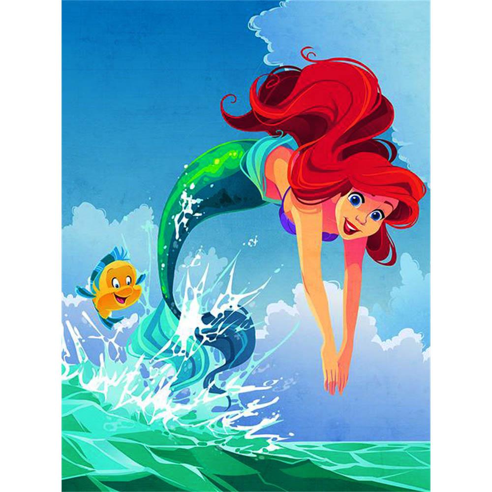 Disney La Sirenetta Ariel Collezione Oceano Pittura Diamante 5D Piena di Diamanti Fai da Te Pittura Diamante Fatta a Mano Cartone Animato Decorazione Kit Pittura