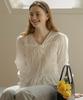 Tilaidai Ribbon Point Smoke Cotton Blouse_Ivory