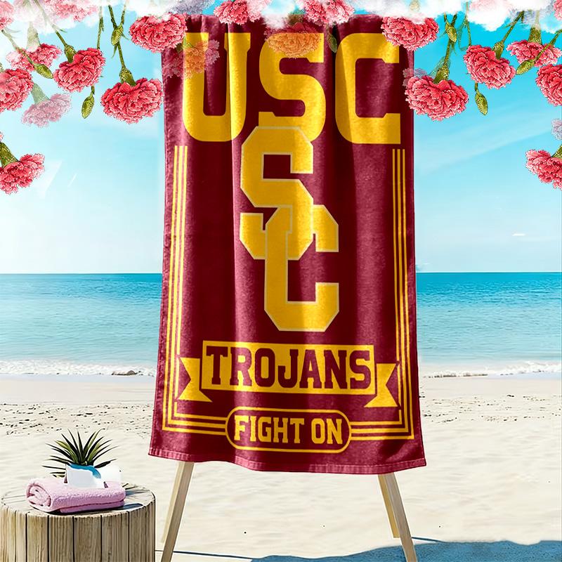 USC Trojans Print Beach Towel, Large Soft Quick Dry Towel for Beach Camping Swimming