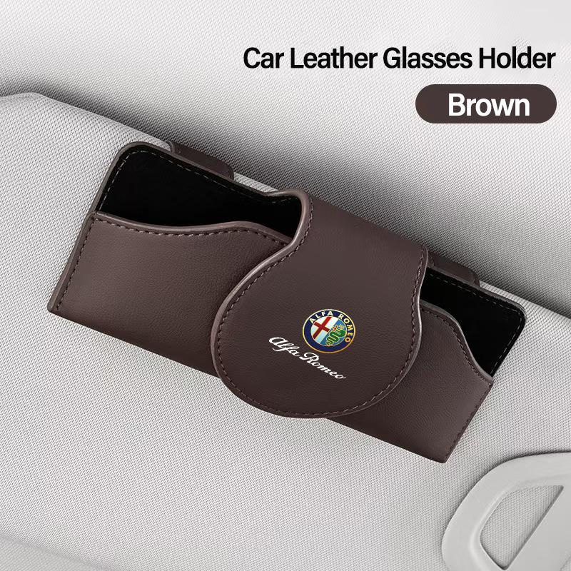 Per Alfa Romeo Custodia per Occhiali da Sole da Cruscotto Clip per Occhiali in Pelle 2025 Interni Auto Per Alfa Romeo 4C 159 166 Spider Giulia 156 M