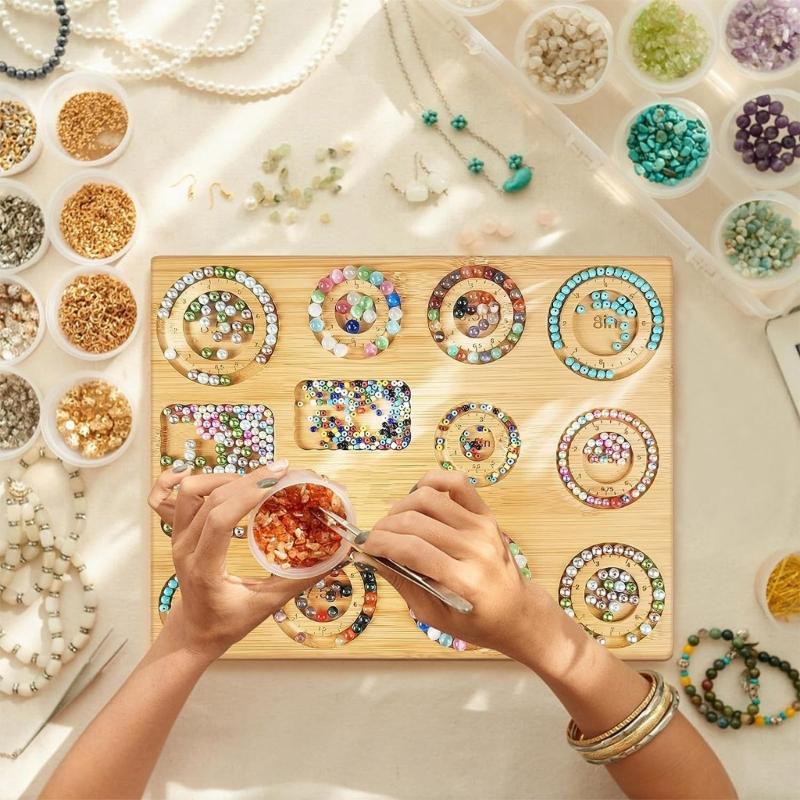 Wooden Bead Plate Jewelry Crafting Tool Jewelry Beading Designs Tray for Bracelets Anklets Ornament Making Boards