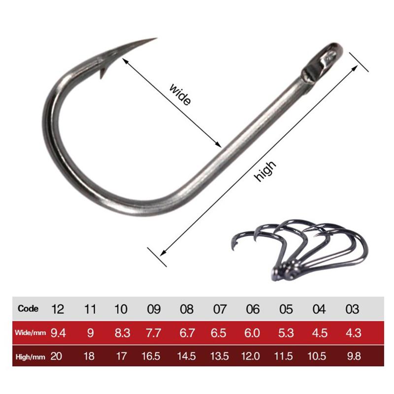 100 PCS Fishing Hooks Stainless Steel Incisive Barbed Fishing Circle Hook Set Fishing Tackle