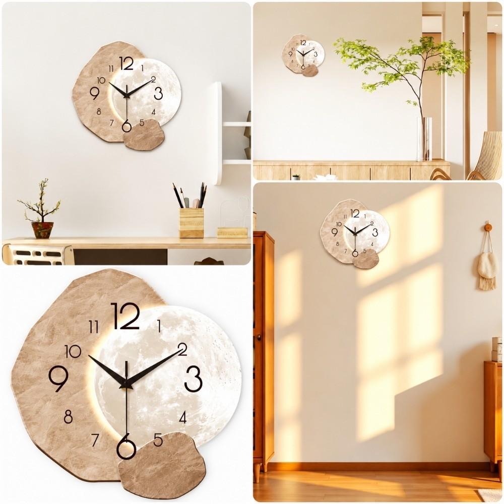 Silent Quartz Movement Wall Clock Moon Silent Wall Clock Artistic Moon Shape Clock Living Room