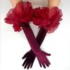 Ladies Velvet Long Gloves Black Ruffles Elastic Wedding Bridal Opera Stage Evening Dress Party Gloves