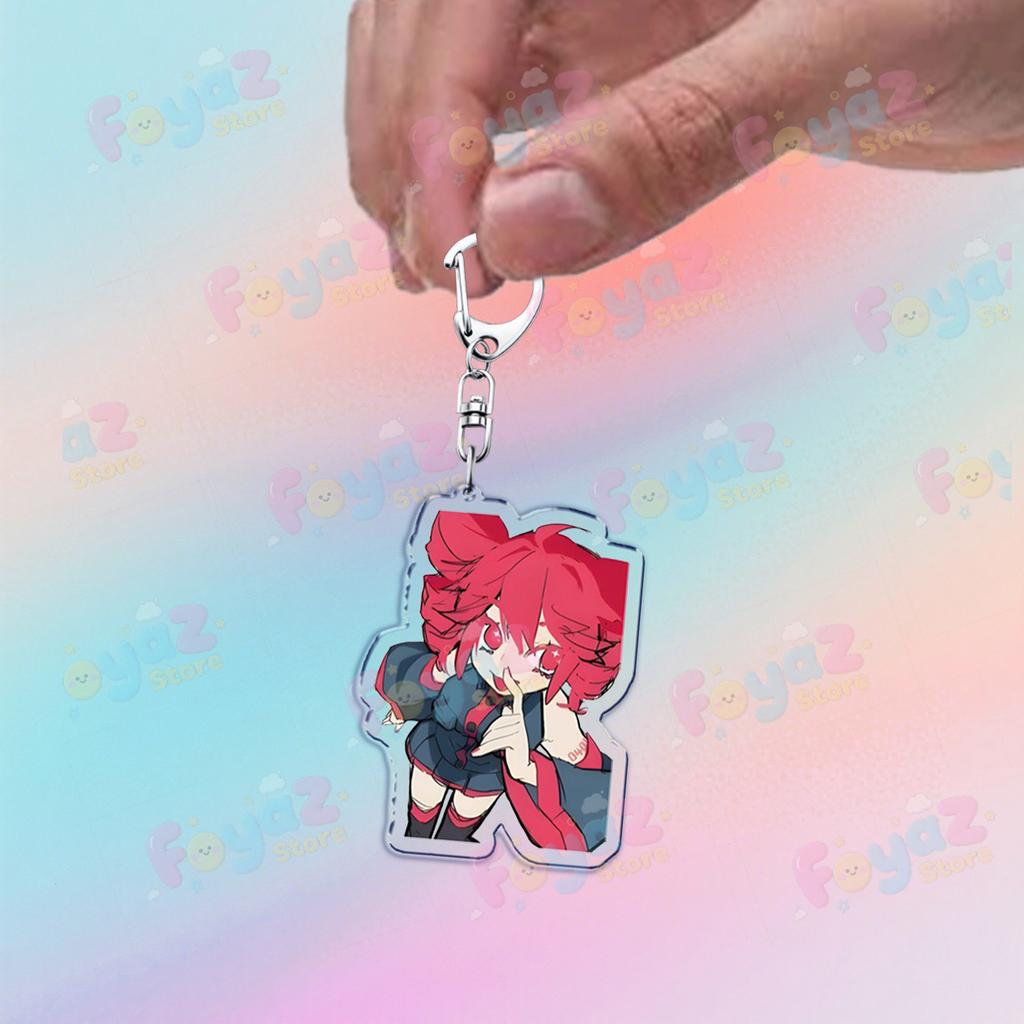 Cute Anime Girl Kasane Teto Keychain Accessories Bag Kawaii Manga Key Ring Chains Jewelry Fans Friends Birthday Gifts