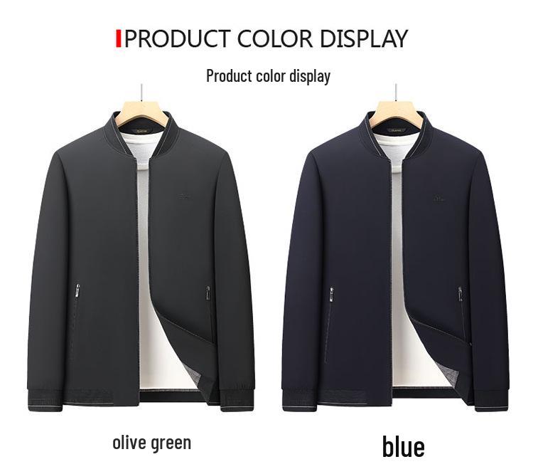 Autumn Business Casual Men's Baseball Collar Jacket for Middle-Aged and Elderly