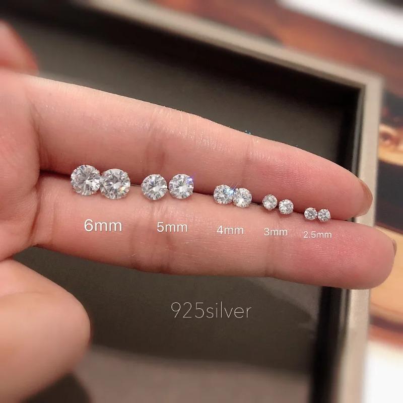 925 Silver Jewelry Women Fashion Cute Tiny Clear Crystal CZ Stud Earrings Gift for Girls Lady