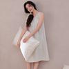 Summer pure cotton sleeveless nightdress women's Japanese plaid loose medium and long casual large size summer can wear home skirt