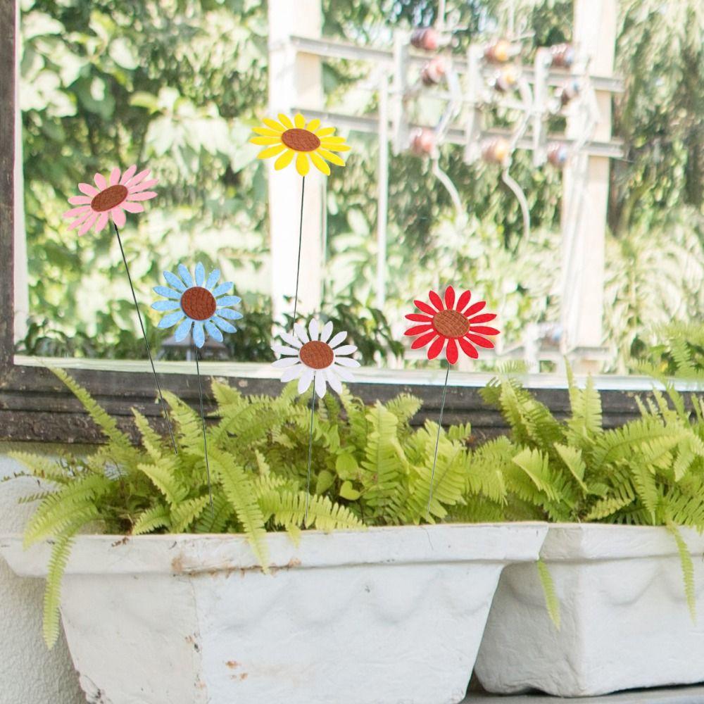 10pcs Metal Flower Ground Stake Colorful Garden Floor Plugs Decorative Garden Stakes  Lawns