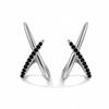 Copper Stud Earrings with Black CZ and Crisscross Design