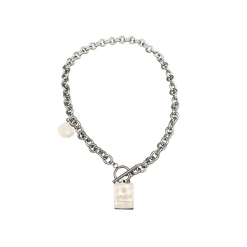 Ins Trendy Inspired Titanium Steel Choker Necklace For Women With Unique Letter Pendant