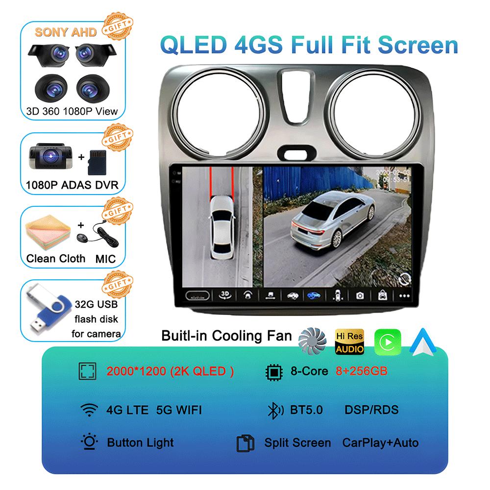 Android 14 Carplay Auto WIFI+4G For Renault Lodgy Dacia Dokker 2012-2020 Video Player Car Radio Multimedia Navigation GPS Stereo