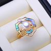 LSOOYH Natural Freshwater Pearl Rings For Women Bohemian Flower Gold Color Party Ring Pearl Jewelry Anniversary Gifts