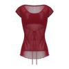 Women 's Lace Flower Crochet Tops, Cap Sleeve Low Cut Drawstring T-shirt Female Off Shoulder Clothing