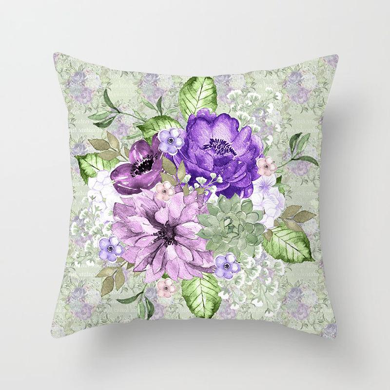 Home Decor Purple Floral Patterned Throw Pillow Covers Pattern Cushion Cover Suitable for Sofa Bedroom Car Pillow Cover