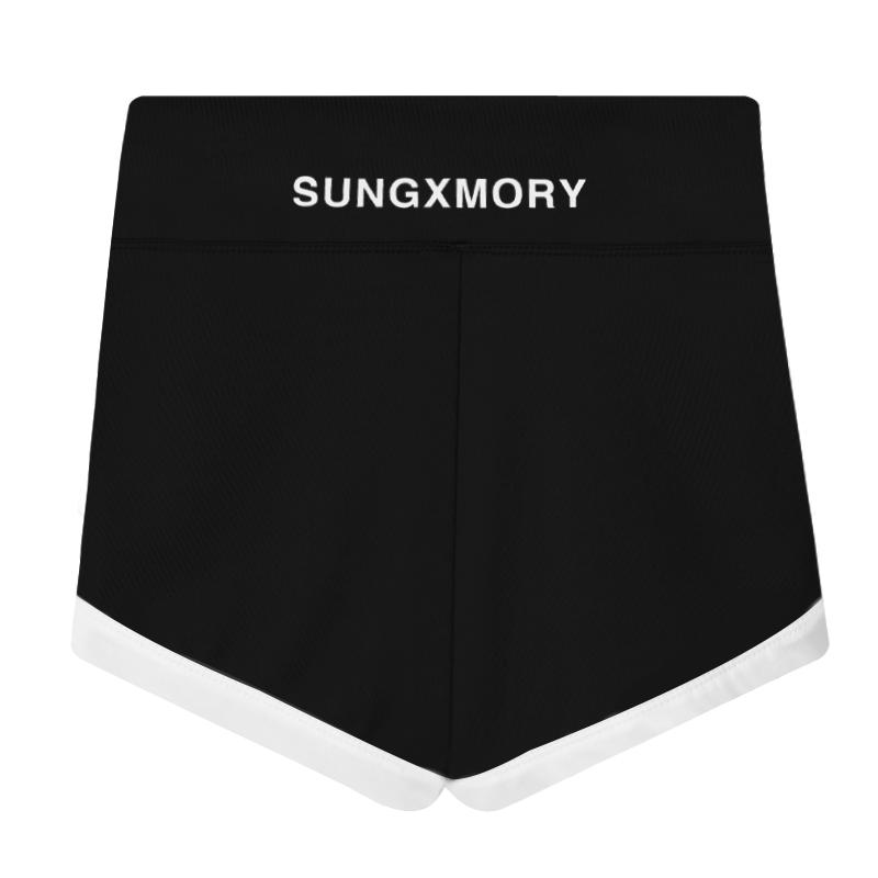 

High Waisted Contrast Trim Yoga Shorts for Women 3/4 Length Lightweight Breathable Sports Shorts for Running Fitness Training XL чёрный