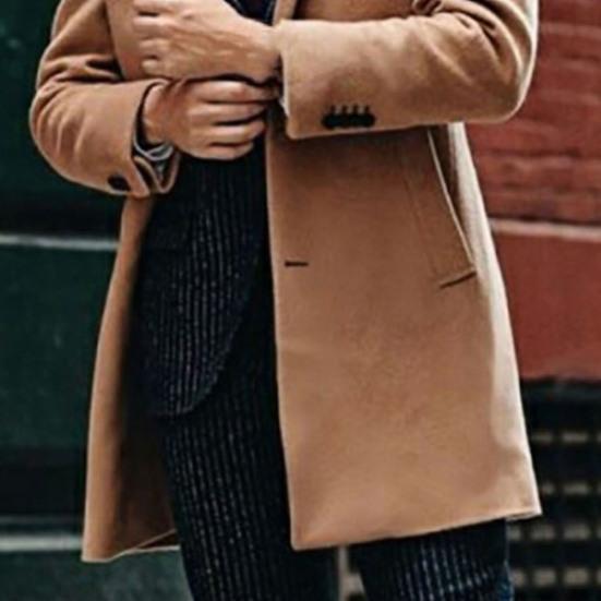 Trench Coat Single-breasted Turn-down Collar British Style Formal Thermal Men Coat for Autumn
