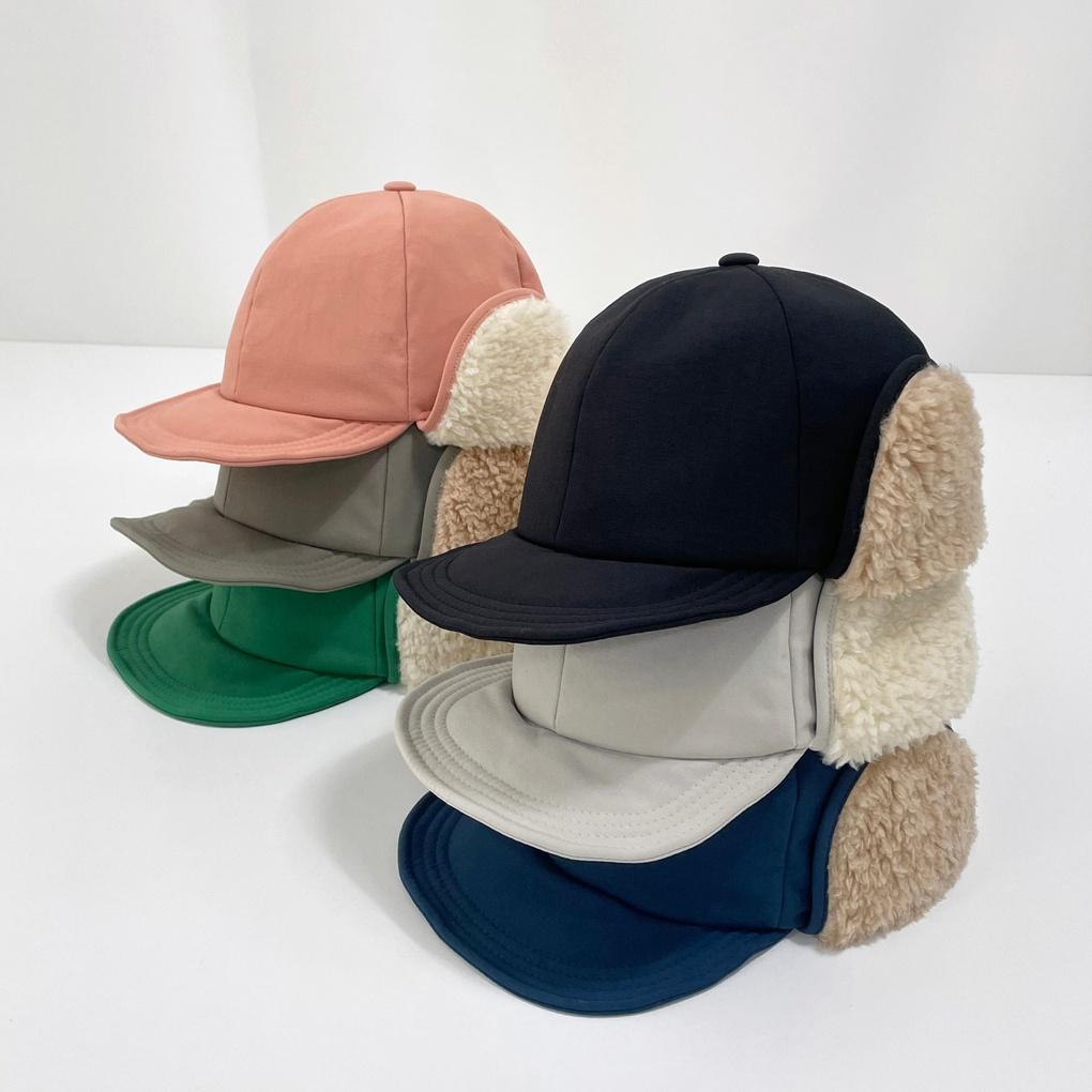 Damen- und Herren-String-Fleece-Ballkappe mit Ohrenklappen-Baseballkappe