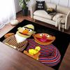 Sesame Street Elmo Black Background Logo Cartoon Print Anti-slip Area Rug Living Room Bedroom Decor Floor Mat For Cartoon Fans