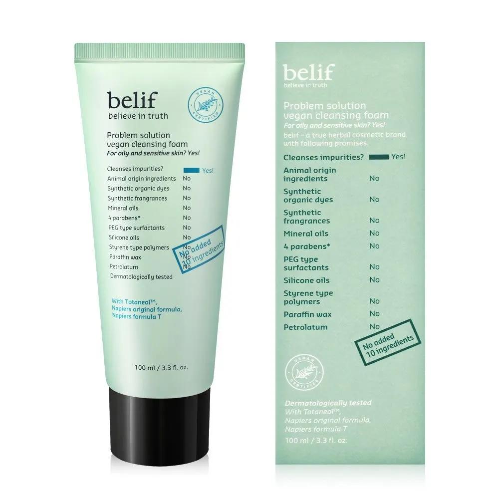 belif Problem Solution Vegan Cleansing Foam 100ml Gentle, Sebum and Impurity Removal, Mildly Acidic Foam Cleanser