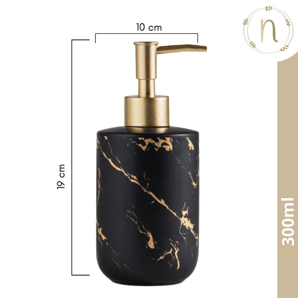 Dispensador de Jabón Líquido de Cerámica con Acabado Mate para Baño (300 ml) - Dispensador de Jabón para Lavabo - Botella Dispensadora de Lavamanos