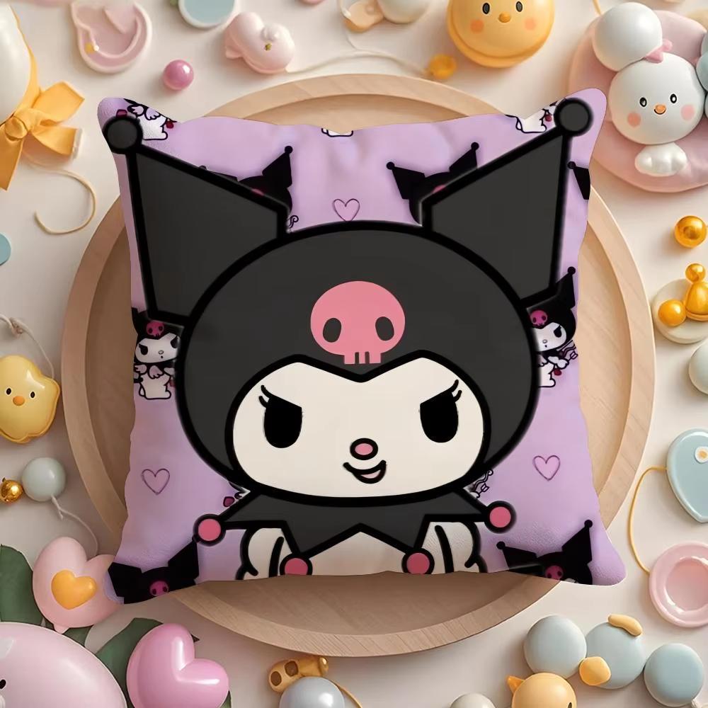Sanrio Cartoon Purple Kuromis Pillow Covers Decorative Home Doublesided Print Square Pillow Living Room Decoration Pillowcase