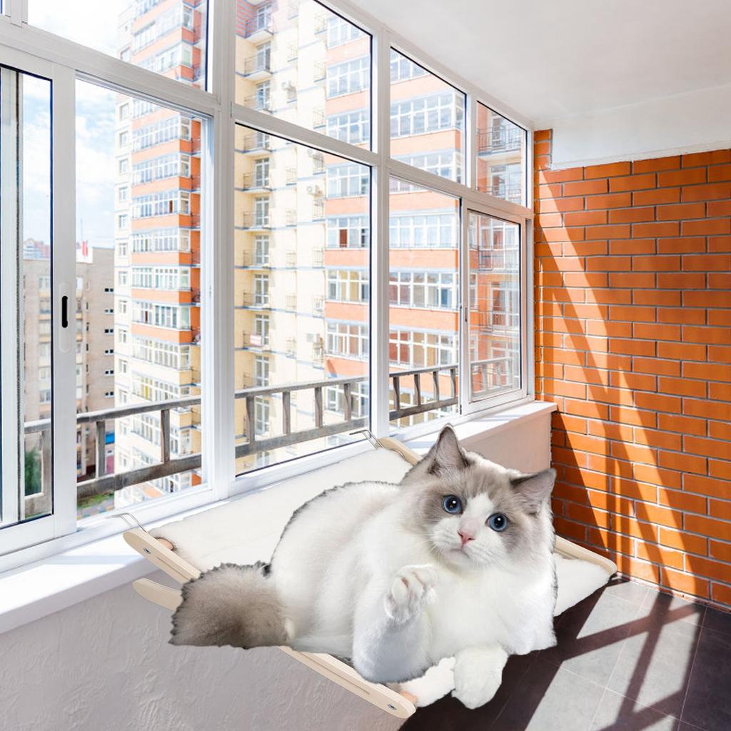 Cat Window Sill Hammock Space Saving Hook and Loop Fastener Stable Structure Cat Window Hammock Bed 