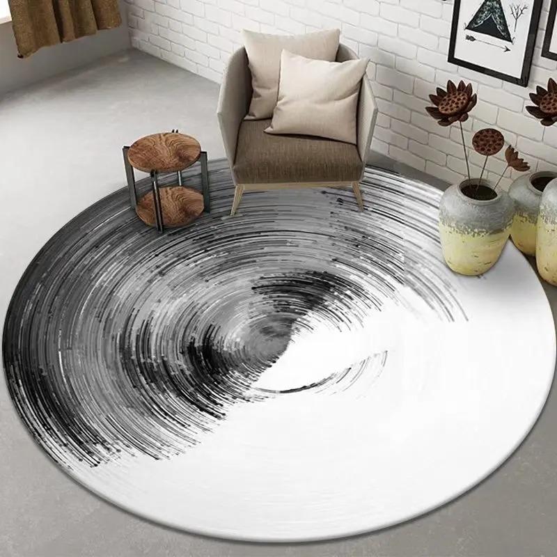 Abstract Art Round Rug Living Room Sofa Bedroom Decorative Carpet Computer Chair Floor Mat Non-Slip
