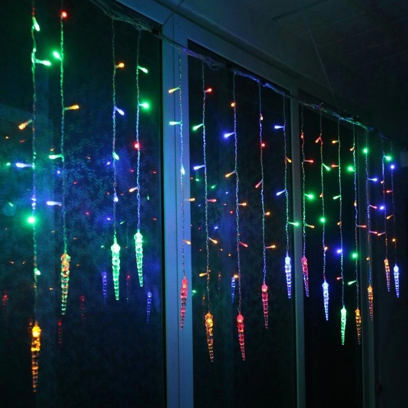 

Светодиодная занавеска сосулька уличный декор для сада украшение гирлянда в падающий снег Рождество US Plug разноцветный