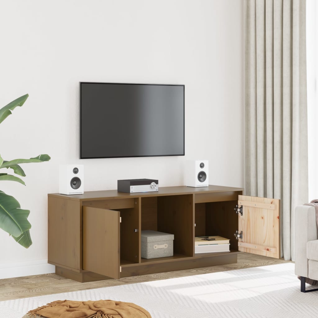 Vidaxl Szafka Pod Tv, Miodowy Brąz 110,5X35X44 Cm, Lite Drewno Sosnowe