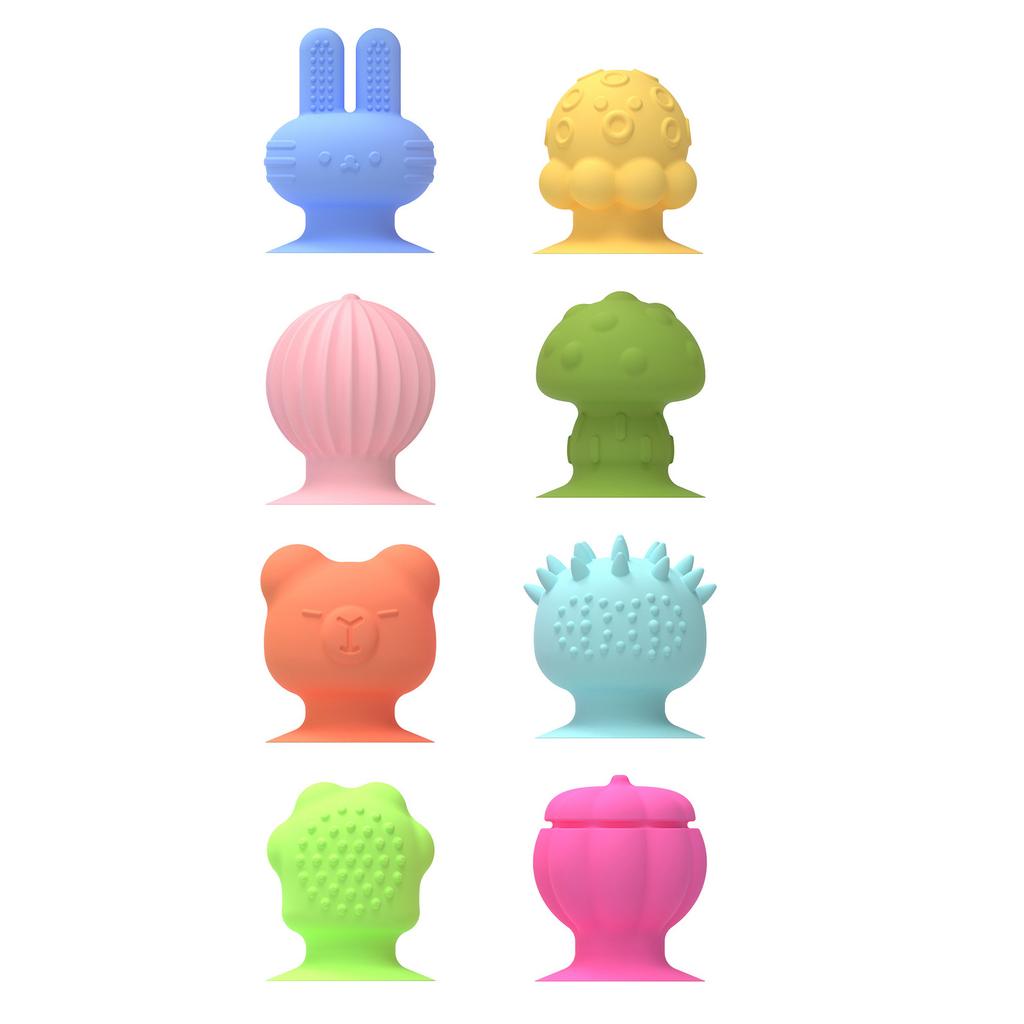 8Pcs Silicone Sensory Suction Cup Toy for Stress Relief and Relaxation with Texture Design for Kids and Adult Calming