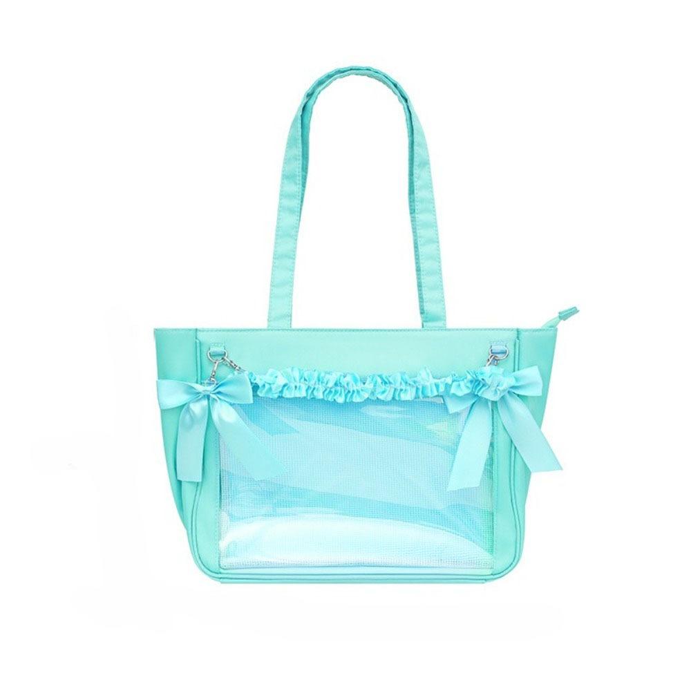 Cute Large Capacity Bow Ita Shoulder Bag Clear Japanese Style Transparent Pocket Itabag Sweet Badge Display Shoulder Bag Ladies