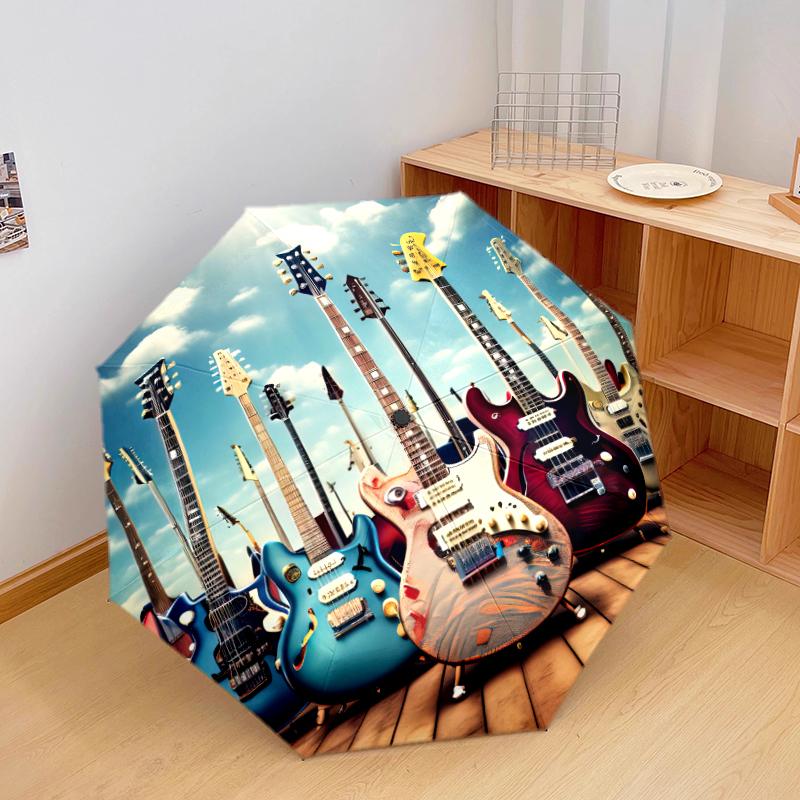 

1PC electric guitar Umbrella Portable Folding Umbrella Iron Frame Hole Bone Structure Outdoor Home Umbrella A15 разноцветный