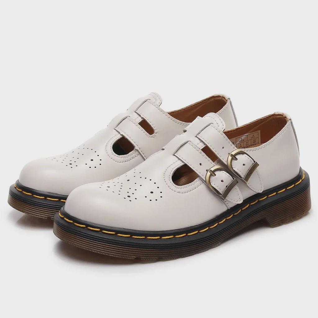 Aibiden Mary-Jane-Schuhe im britischen Stil für Damen – echtes Leder, niedriger Schaft, modisches Freizeitschuhwerk für Studentinnen.