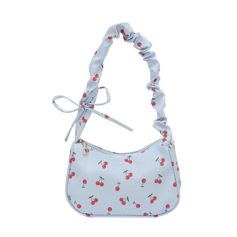 1Pcs Cute Flower Bow Print Canvas Shoulder Bags New Korean Girl Handbags Outdoor Travel Women Keys Phone Messenger Bag