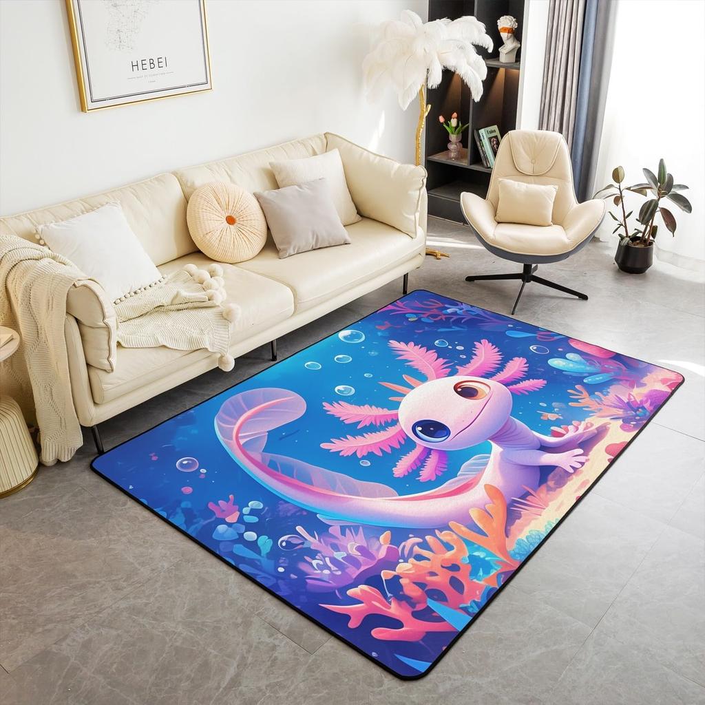Ocean Themed Living Room Rugs for Bedroom Area Rug Octopus Decor Carpet for Boys Girls Teens Tentacles Indoor Floor Mat Black