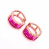 Exquisite 585 Russian Purple Gold Inlaid Redstone Earrings Women'S Fashion Foreign Pure Color Gold Plated With Rose Gold