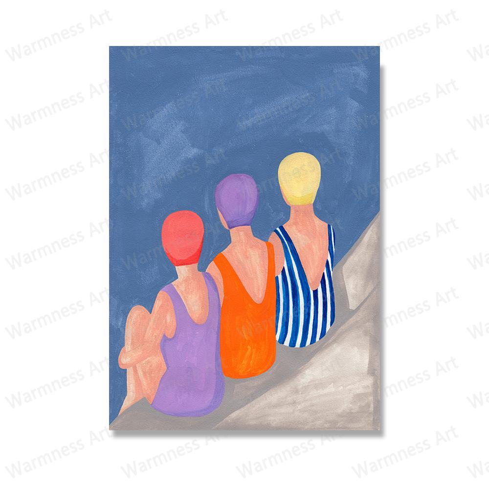 Schwimmer Poster Akte Feministinnen Home Spa Sonnenbaden Wandkunst Druck Leinwand Malerei Heimdekor Bilder für Wohnzimmer Badezimmer