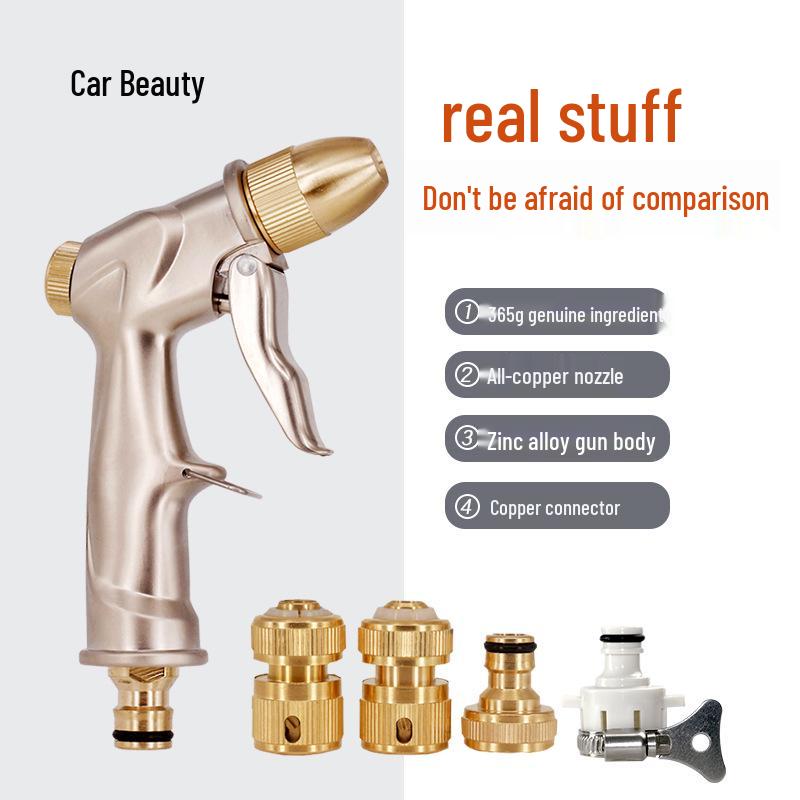High-Pressure Car Wash & Garden Hose Nozzle with Brush - Multi-functional for Rinsing, Watering, and Cleaning.
